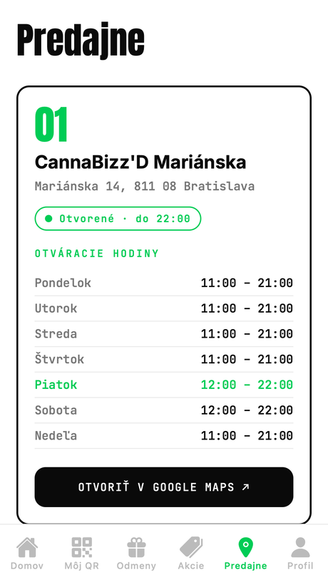 Üzletek listája